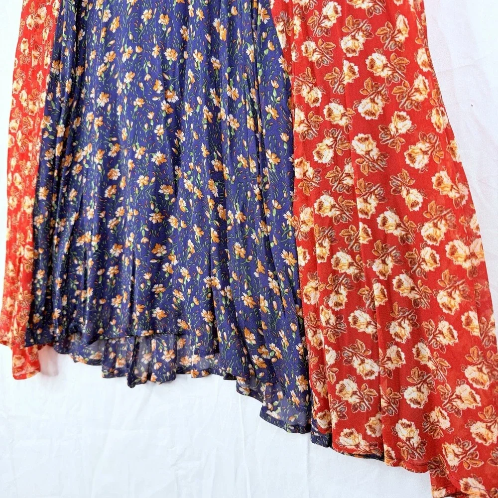 Anthropologie Meadow Rue‎ Midi Skirt Women's SZ-0 Prairie Floral Patchwork Boho